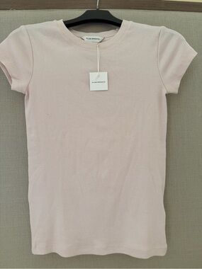 Club Monaco Bowee Ribbed Short Sleeve Tee Pale Pink size Small